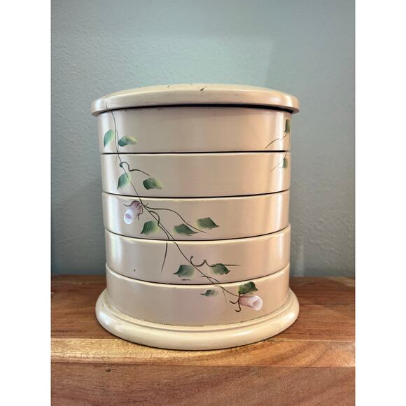 Vintage Wooden Sliding Tray Jewelry Organizer - Picture 1 of 13